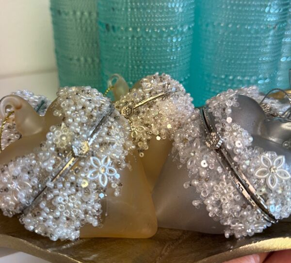 Red or Silver Glass Heart Box Ornament - Image 2